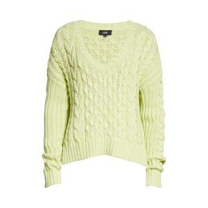 Line NWT $175 XS Citron V-Neck Cable Knit Sweater